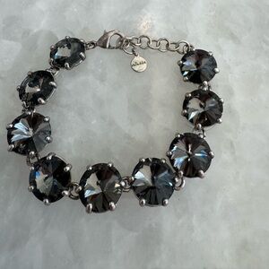 Stella & Dot Silver Bracelet with Black Stones